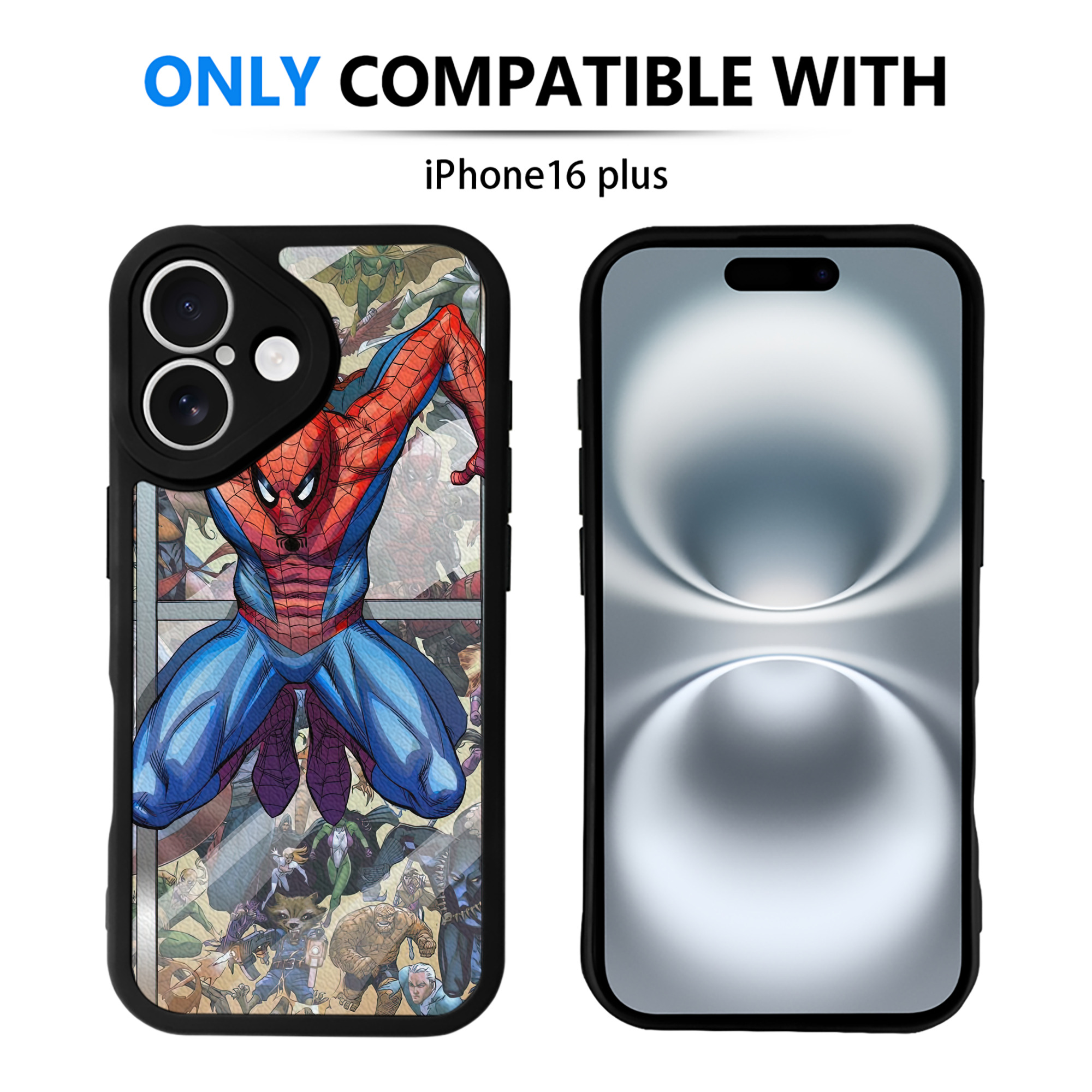 （画像用） Spider Man スパイダーマン 【iPhone 16シリーズ対応】シリコンスマホケース（レザー調） 材質：シリコン